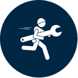 Icon of a running plumber representing Drainstar Plumbing Inc.'s fast service
