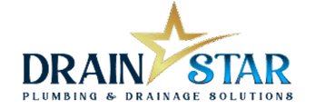 Official logo of Drainstar Plumbing Inc. featuring a gold star and blue text that reads "Drain Star Plumbing & Drainage Solutions